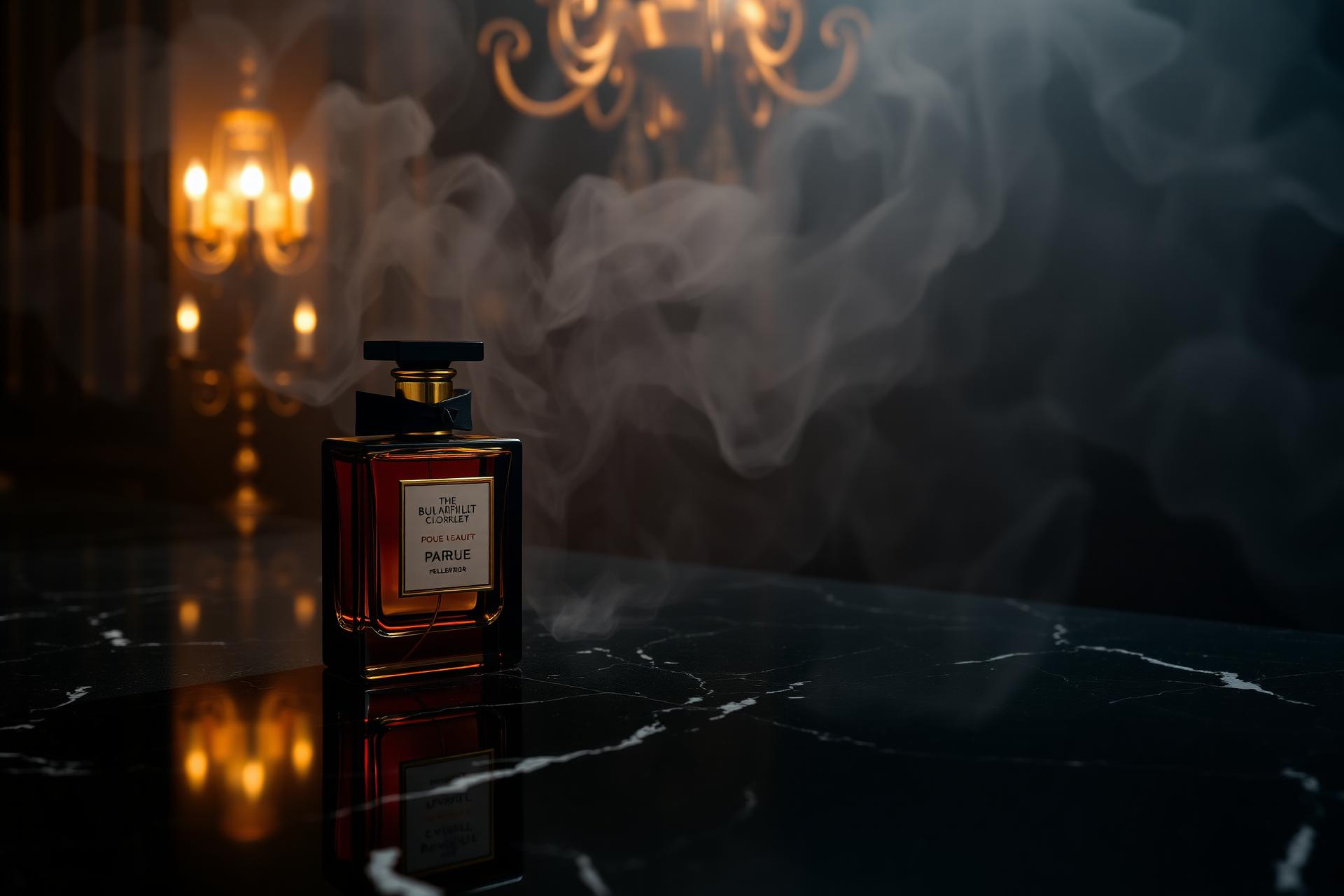 Luxe parfum flacon bij kaarslicht